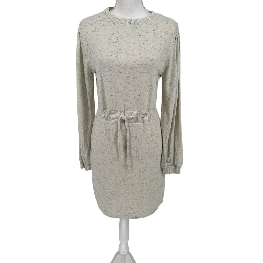 NWOT Dex Oatmeal Speckle Long Sleeve Tied Waist Sweater Dress Sz Med